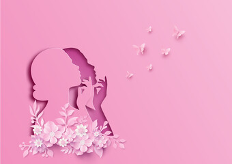 International Women's Day 8 march with frame of flower and leaves