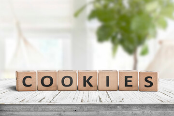 Cookies word on wooden blocks