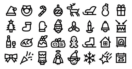 Christmas Icon Set (Bold outline version)