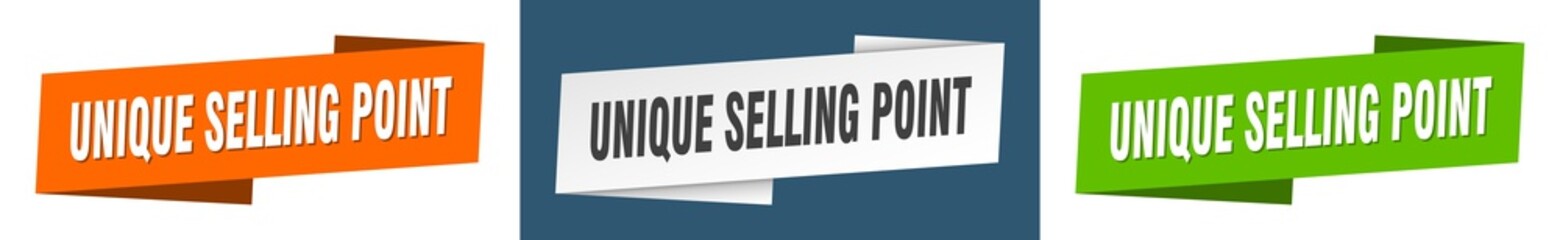 unique selling point banner. unique selling point ribbon label sign set