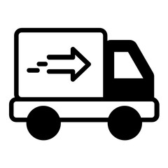Delivery and Shipment Service Business Symbol on White background, Cargo Van Concept vector Glyph Icon Design, 
