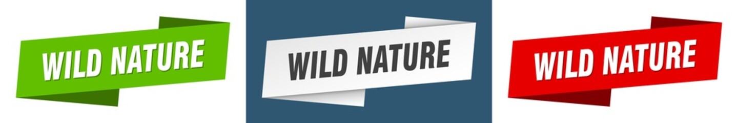 wild nature banner. wild nature ribbon label sign set
