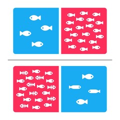 red ocean and blue ocean,business strategy and marketing conceptual,vector and illustration