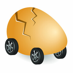 egg on wheels, vector illustration 