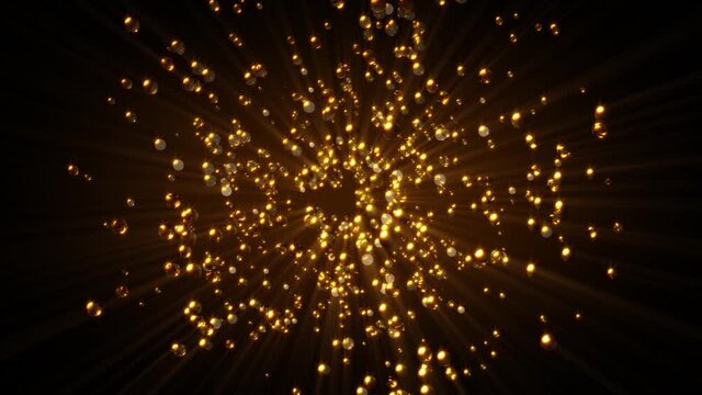 Abstract background cgi animation shiny particles and balls rotating and fluctuating in space seamless loop