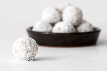Fototapeta na wymiar vegan raw coconut sweets