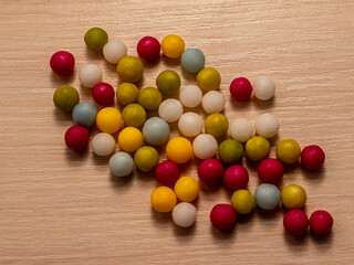 Fototapeta na wymiar multicolored sugar dragee. Candy in the form of balls of different colors