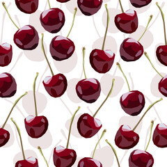 Cherry seamless background. Brightness, delicacy and freshness