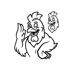 Chicken rooster cartoon style character illustration © Almaz