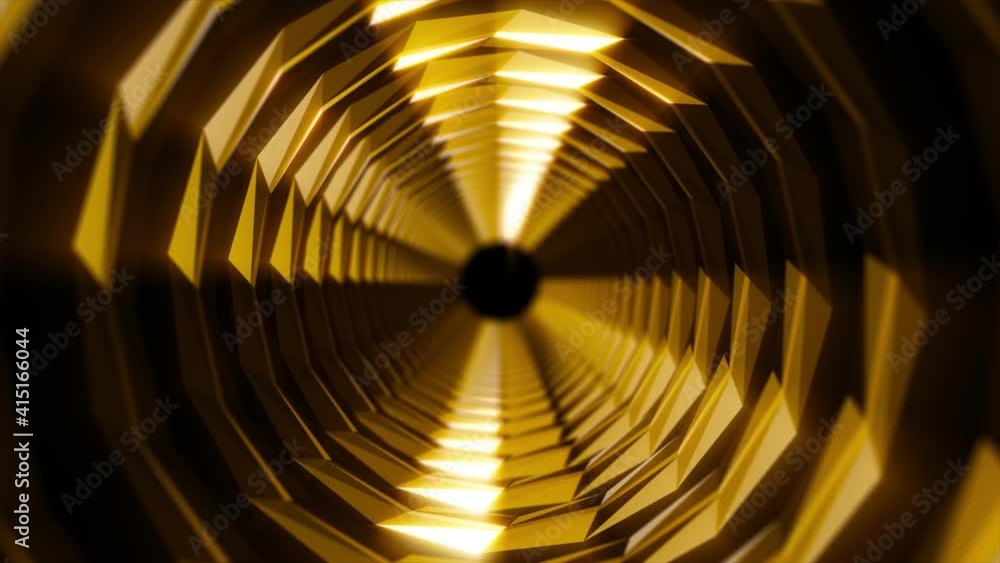 Sticker abstract background 3d animation moving through a tunnel formed by shiny structures loop