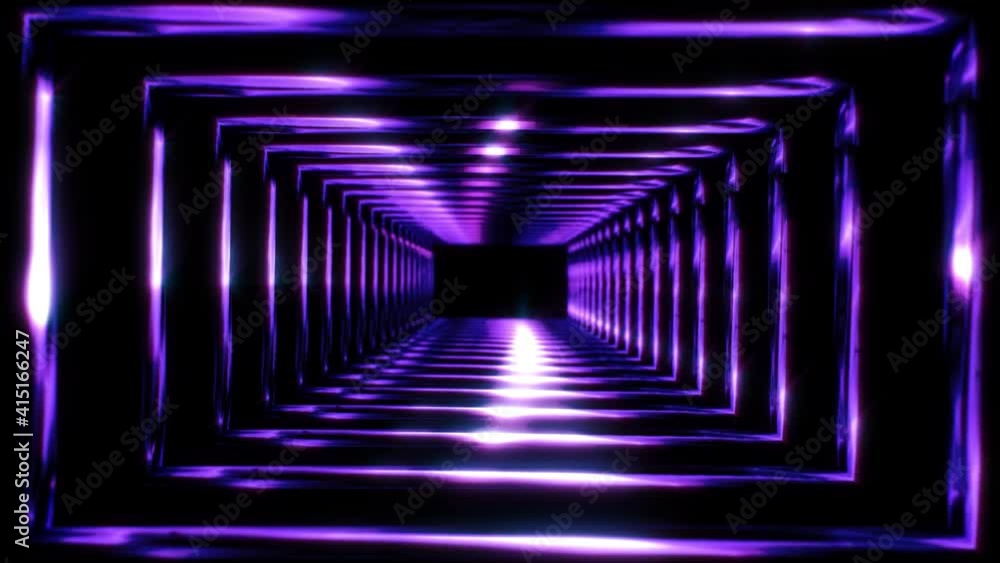 Sticker abstract background 3d animation moving through a tunnel formed by shiny structures loop