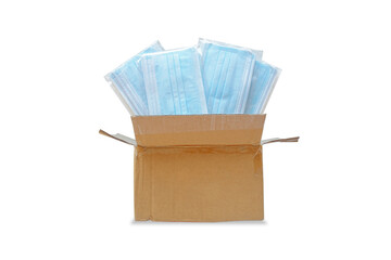 Box set mask face blue isolated on white background with clipping path.