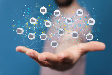 data security - Cloud technology. Integrated digital web concept background