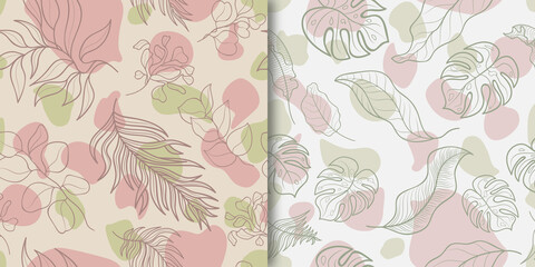 Seamless colorful floral pattern collection