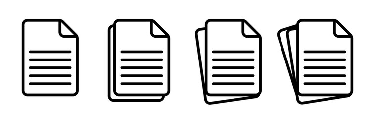 Documents icons set. Paper document on white background. File page vector design element. Vector illustration. - obrazy, fototapety, plakaty