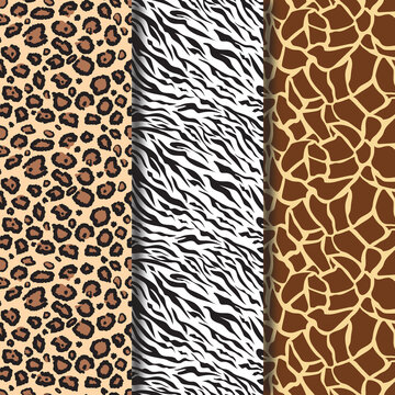 Seamless animal print pattern set