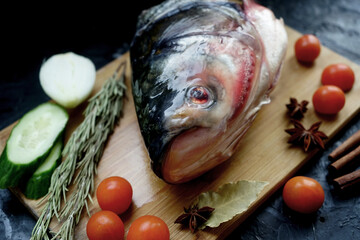 fresh fish with vegetables and spices