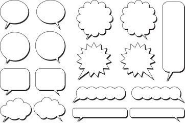 シンプル吹き出しセット影付き