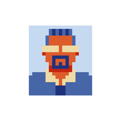 Obraz premium Male avatar profile picture. Photo for document. Man flat icon. Pixel art stile character. 8-bit. Isolated vector illustration. 