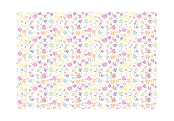 Patrón de mariposas en rojo, amarillo, verde, azul, fucsia, beis, marrón sobre fondo blanco. Estampado de mariposas en tonos pastel