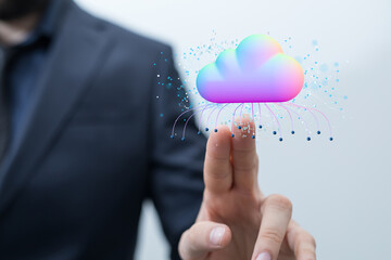 data security - Cloud technology. Integrated digital web concept background
