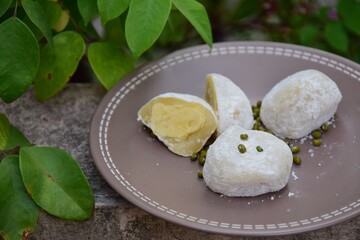 Mochi with mung bean paste filling
