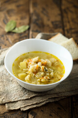 Homemade fish soup with vegetables