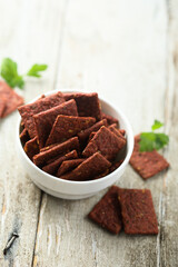 Healthy homemade beetroot cracker with seeds