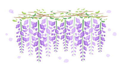 藤の花のカットイラスト（横長）