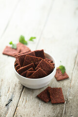 Healthy homemade beetroot cracker with seeds