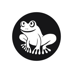 Frog graphic icon. Frog sign in the circle isolated on white background. Vector Illustration