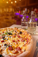 Close up of tasty pizza