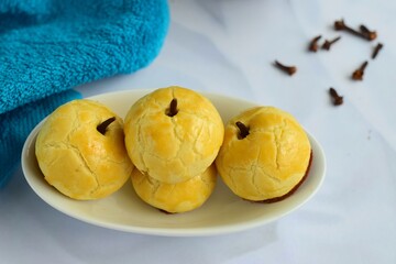 Nastar or Indonesian pineapple tart cookies. Served to celebrate Eid al-Fitr