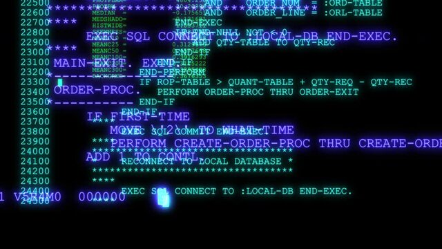 4K - Hacker code running down a computer screen terminal 