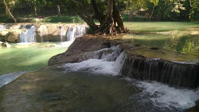 Long exposure of Green lake waterfall Chet Sao Noi Waterfall National Park Thailand