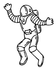 Black outline drawing Astronaut astronaut coloring book