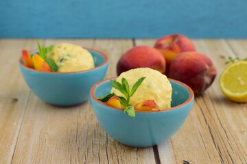Peach lemon ice cream with mint