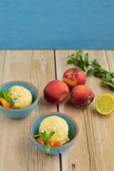 Peach lemon ice cream with mint
