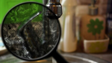 Searching for bacteria in kitchen