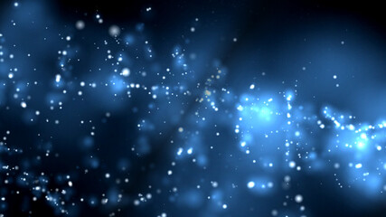 Blue dust particles floating over black
