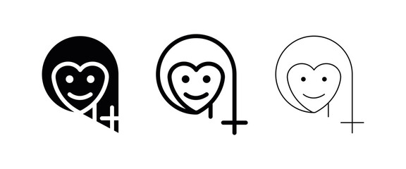 8 March International Women's Day smiling woman icon design. 8 march woman icon and smiley face. 8 March day logo-web icon.