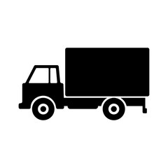 Truck icon. Black silhouette. Side view. Vector flat graphic illustration. The isolated object on a white background. Isolate.