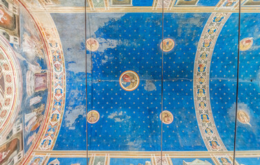 Italy, Padua, Scrovegni Chapel Ceiling with frescoes painted by Giotto in the 14th century