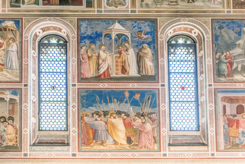 Italy, Padua, Scrovegni Chapel with frescoes painted by Giotto in the 14th century