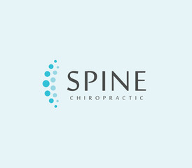Healthy spine clinic logo concept. Chiropractic and Orthopedic clinic logo template. Sign for spine massage, mri diagnosis of spinal diseases, surgery, therapy, recovery and healing. Isolated vector