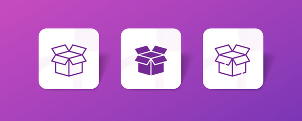 Box delivery package icon set in line, solid, glyph, 3d gradient style
