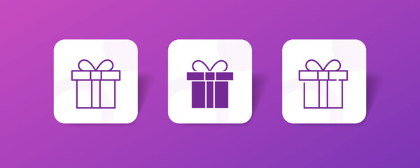 box gift icon set in line, solid, glyph, 3d gradient style