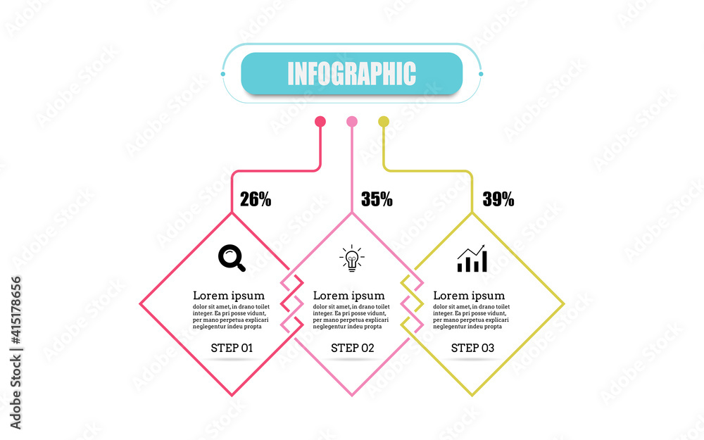 Poster square presentation business infographic template with three options. timeline 3 point banner elemen