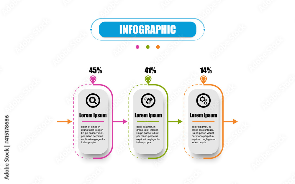 Poster options. business concept with 3 steps. timeline 3 point banner elements and numbers. thin line flat