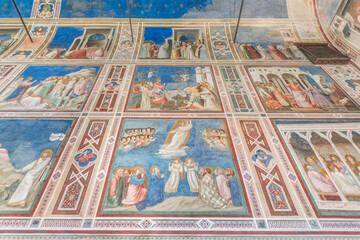 Italy, Padua, Scrovegni Chapel with frescoes painted by Giotto in the 14th century